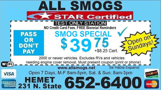 All Smogs, Smog Check Coupon; Pass OR No Pay